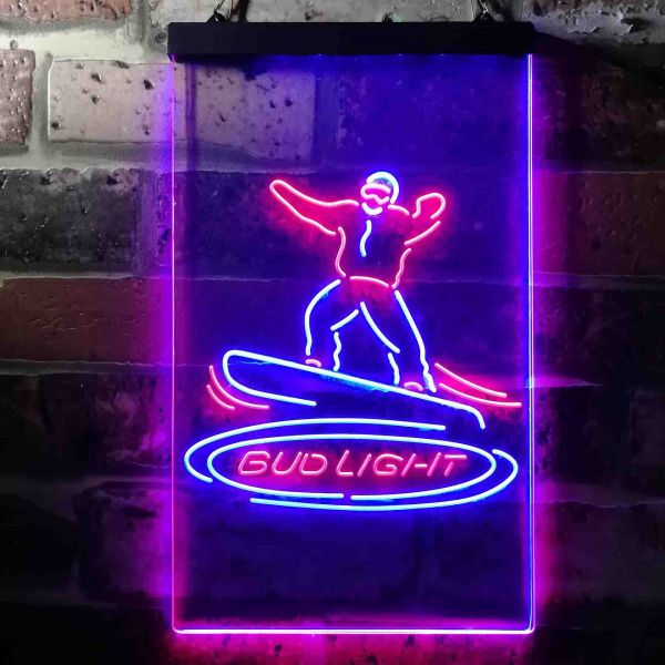 Bud Light Snowboarder Dual LED Neon Light Sign